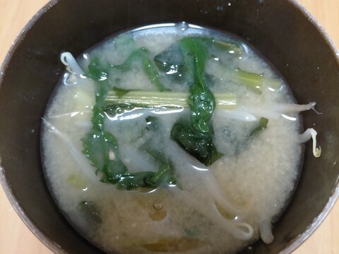 春菊ともやしと小松菜の味噌汁